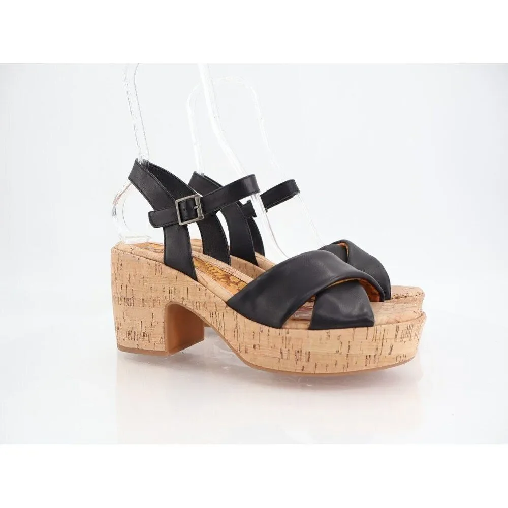 Kork-Ease Korks Calda Sandals Women's 10 Black Platform Chunky Slingback Y2K